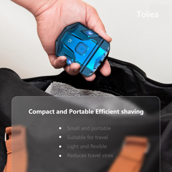 Toliea TL-G7 Mini Portable Men's Electric Shaver, lPX7 Waterproof Wet & Dry with LED Display Removable Shaver Head Rechargeable Type-C Port - Image 2