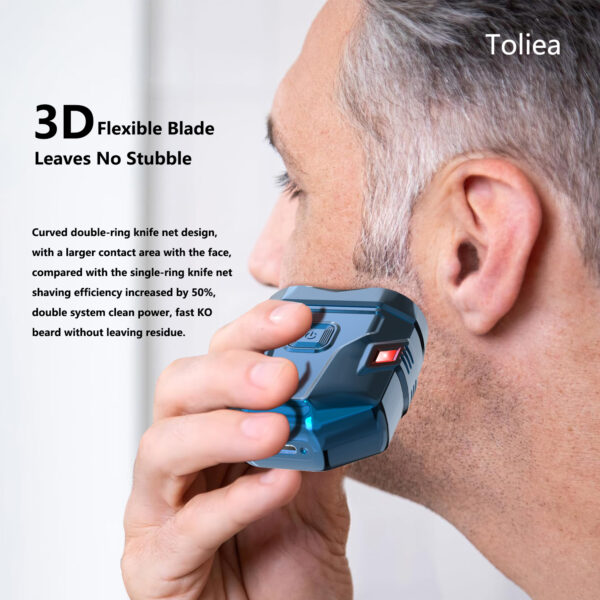 Toliea TL-G7 Mini Portable Men's Electric Shaver, lPX7 Waterproof Wet & Dry with LED Display Removable Shaver Head Rechargeable Type-C Port - Image 4