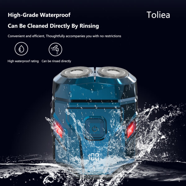 Toliea TL-G7 Mini Portable Men's Electric Shaver, lPX7 Waterproof Wet & Dry with LED Display Removable Shaver Head Rechargeable Type-C Port