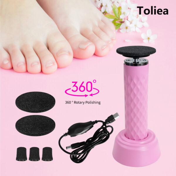 Toliea TL-A5 Electric Foot File, Adjustable Rotary Electric Foot Dead Cell Remover,Foot Care Tool Manicure Cutics Salon Nail Pink